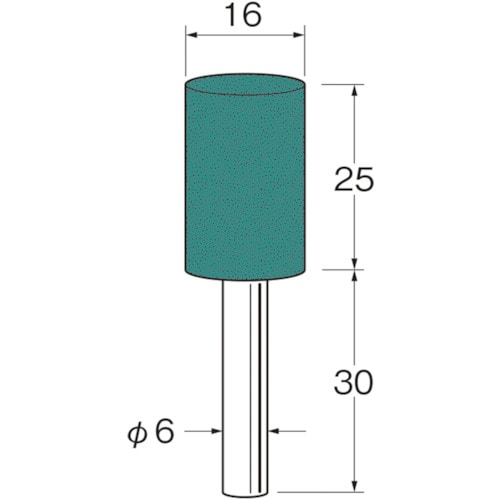 トラスコ中山 リューター 軸付グリーンカーボランダムゴム砥石外径(mm)：16粒度(#)：220（ご注文単位1袋）【直送品】