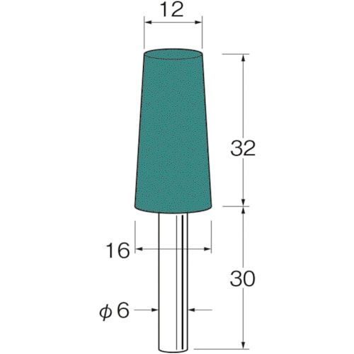 トラスコ中山 リューター 軸付グリーンカーボランダムゴム砥石外径(mm)：12粒度(#)：220（ご注文単位1袋）【直送品】