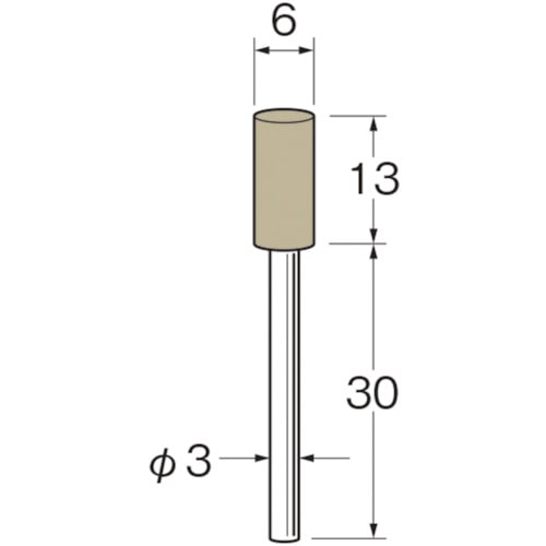 トラスコ中山 リューター 軸付弾性砥石（PVA砥石）外径（mm）：6粒度（＃）：80 126-2698  (ご注文単位1袋) 【直送品】