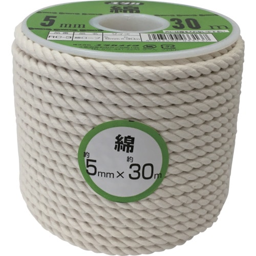 トラスコ中山 ユタカメイク ロープ 綿ロープボビン巻 5φ×30m（ご注文単位1巻）【直送品】