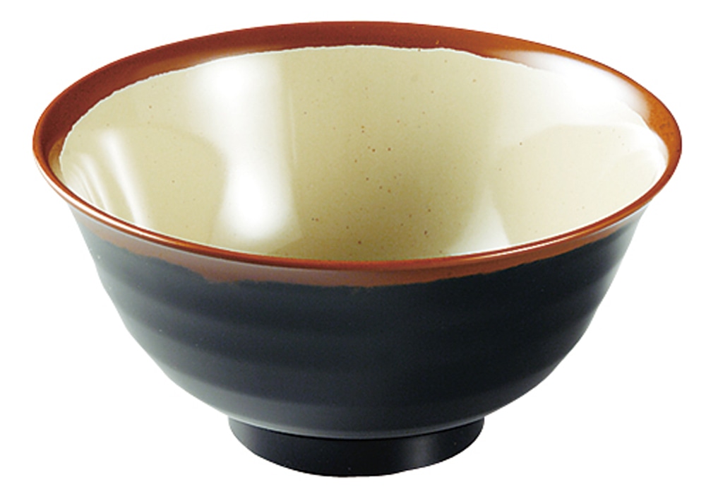 メラミン「長次郎窯」　羽反り丼（小） AN-59G 1袋（ご注文単位1袋）【直送品】