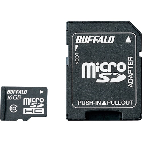 トラスコ中山 バッファロー Class10 microSDHCカード SD変換アダプター付 16GB 417-2224  (ご注文単位1個) 【直送品】