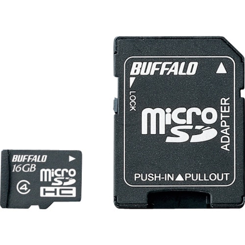 トラスコ中山 バッファロー 防水仕様 Class4対応 microSDHCカード SD変換アダプター付モデル 16GB 417-3770  (ご注文単位1個) 【直送品】