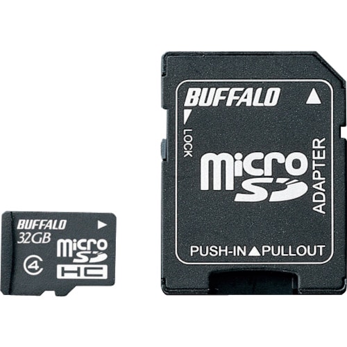 トラスコ中山 バッファロー 防水仕様 Class4対応 microSDHCカード SD変換アダプター付モデル 32GB 417-2260  (ご注文単位1個) 【直送品】