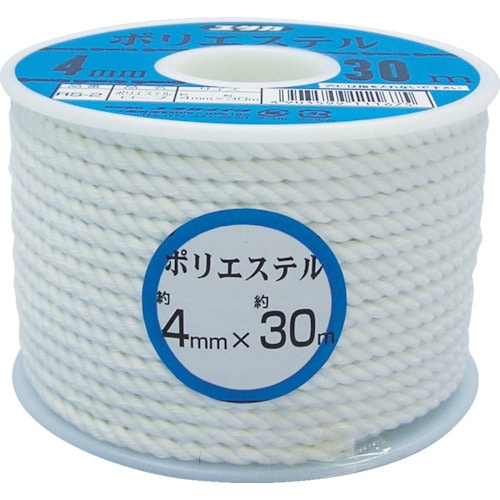 トラスコ中山 ユタカメイク ロープ ポリエステルロープボビン巻 4mm×30m（ご注文単位1巻）【直送品】