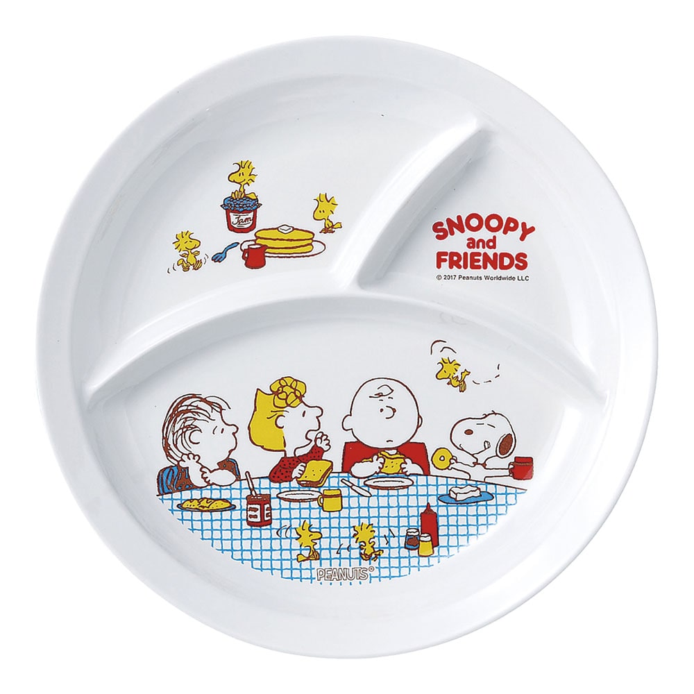 メラミンお子様食器「スヌーピー」 3ッ切ランチ皿 1個（ご注文単位1個）【直送品】