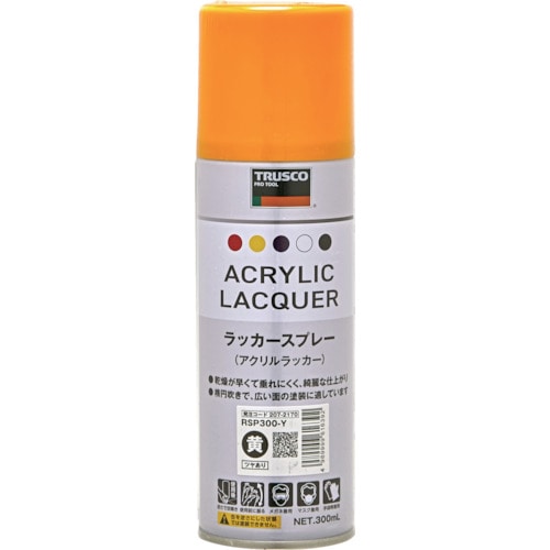 トラスコ中山 TRUSCO アクリルラッカースプレー 黄 300ml（ご注文単位1本）【直送品】