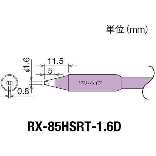 トラスコ中山 グット 交換コテ先(RX-8シリーズ) こて先幅1.6mm　849-7030（ご注文単位1個）【直送品】