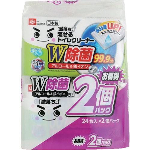 トラスコ中山 レック 激落ちくん 除菌流せるトイレクリーナー 24枚X2個入り（ご注文単位1パック）【直送品】