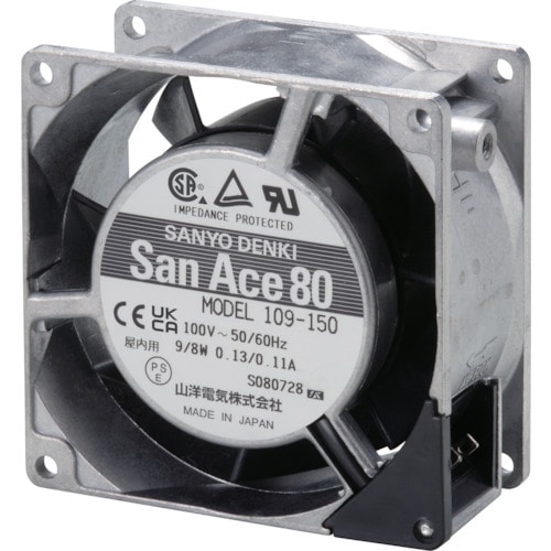 トラスコ中山 SanAce ACファン(80×25mm AC100V プラグコード付属)（ご注文単位1台）【直送品】