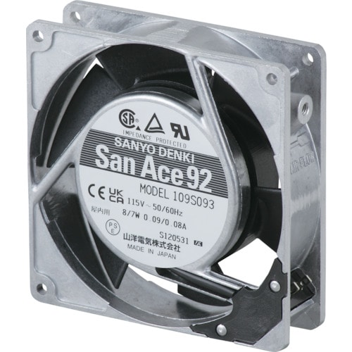 トラスコ中山 SanAce ACファン(92×25mm AC100V プラグコード付属)（ご注文単位1台）【直送品】