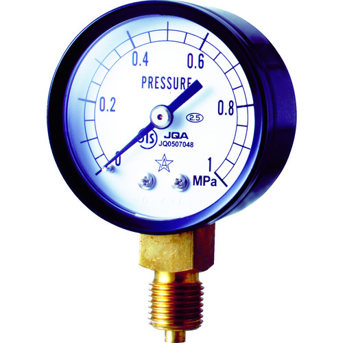 トラスコ中山 右下 スター (圧力計)(A枠立型・φ50) 圧力レンジ0.0～0.10MPa（ご注文単位1個）【直送品】