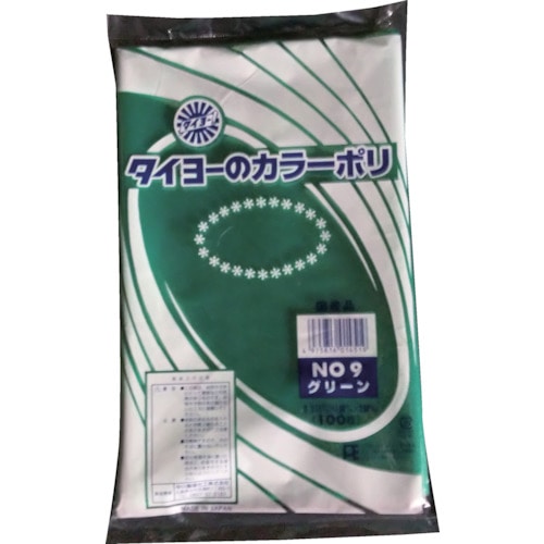 トラスコ中山 タイヨー カラーポリ袋035(グリーン) No.14 (100枚入り)（ご注文単位1袋）【直送品】