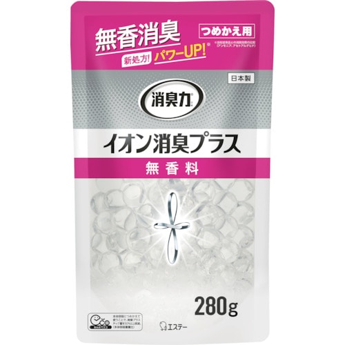 トラスコ中山 エステー 消臭力クリアビーズ イオン消臭プラス つめかえ 無香料（ご注文単位1個）【直送品】