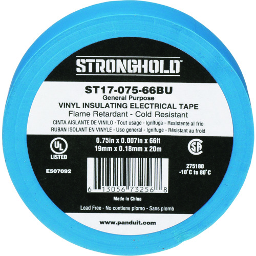 トラスコ中山 ストロングホールド StrongHoldビニールテープ 一般用途用 青 幅19.1mm 長さ20m ST17-075-66BU（ご注文単位1袋）【直送品】