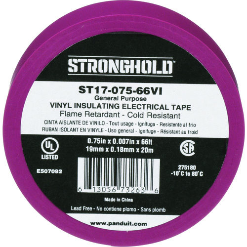 トラスコ中山 ストロングホールド StrongHoldビニールテープ 一般用途用 紫 幅19.1mm 長さ20m ST17-075-66VI（ご注文単位1袋）【直送品】