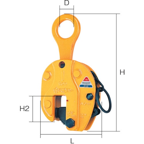 トラスコ中山 スーパー タテ吊クランプ(ロックハンドル式) 基本使用荷重0.5t（ご注文単位1台）【直送品】