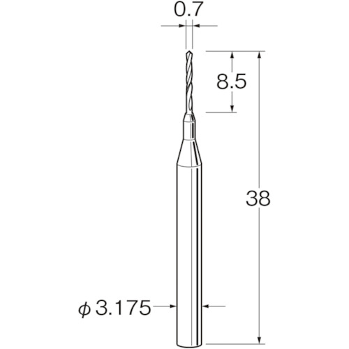 トラスコ中山 リューター ツイストドリル（超硬合金）刃径（mm）：0.7シャンク径（mm）：3.175 125-9564 (ご注文単位1袋) 【直送品】