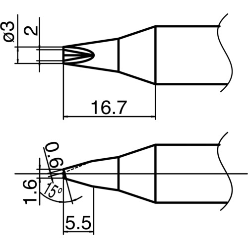 トラスコ中山 白光 ステーション型はんだこて用交換こて先 溝付 こて先径Φ3.0mm（ご注文単位1本）【直送品】