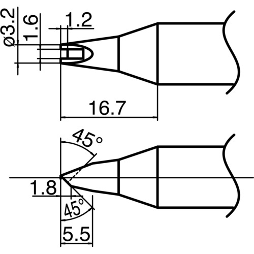 トラスコ中山 白光 ステーション型はんだこて用交換こて先 溝付 こて先径Φ3.2mm（ご注文単位1本）【直送品】