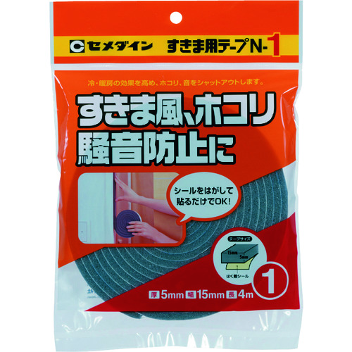 トラスコ中山 セメダイン すきま用テープ N-1 グレー 5mm×15mm×4m TP-162（ご注文単位1巻）【直送品】