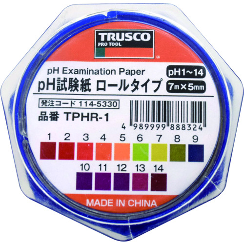 トラスコ中山 TRUSCO pH試験紙 ロールタイプ 7mm×5M Ph1～14（ご注文単位1袋）【直送品】