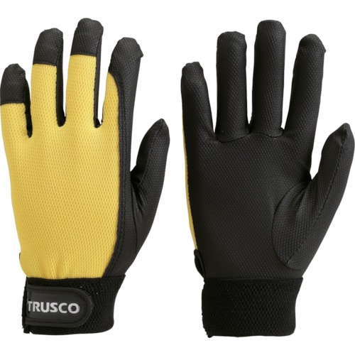 トラスコ中山 TRUSCO PU薄手手袋エンボス加工 イエロー L（ご注文単位1組）【直送品】