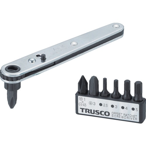 トラスコ中山 TRUSCO オフセットラチェットドライバー ビット7本組（ご注文単位1セット）【直送品】