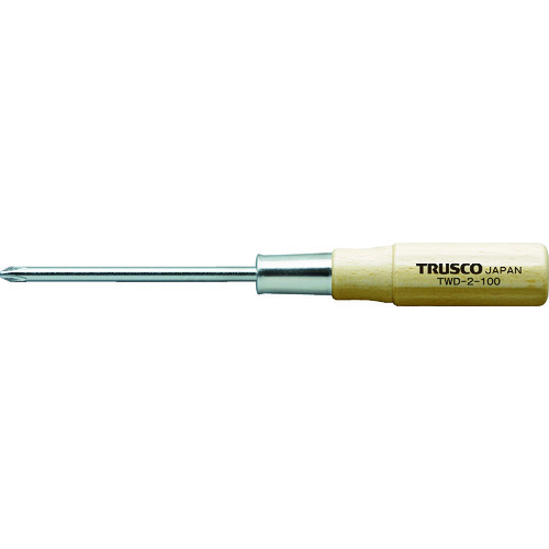 トラスコ中山 TRUSCO 木柄普通ドライバー 刃先＋2 100mm（ご注文単位1本）【直送品】