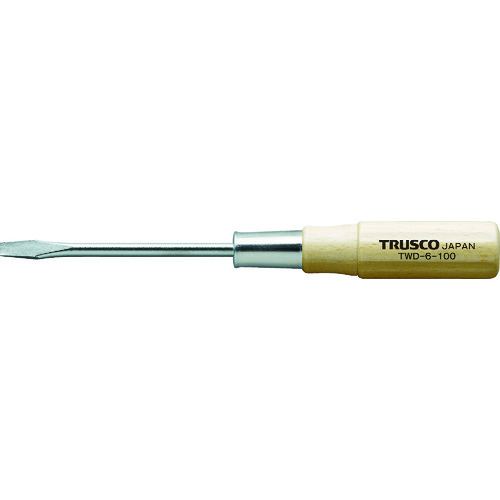 トラスコ中山 TRUSCO 木柄普通ドライバー 刃先-6 100mm（ご注文単位1本）【直送品】