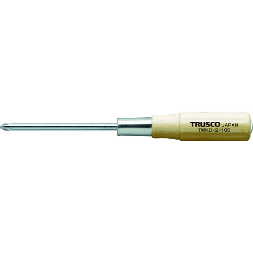 トラスコ中山 TRUSCO 木柄貫通ドライバー 刃先＋2 100mm（ご注文単位1本）【直送品】