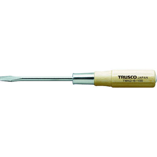 トラスコ中山 TRUSCO 木柄貫通ドライバー 刃先-6 100mm（ご注文単位1本）【直送品】