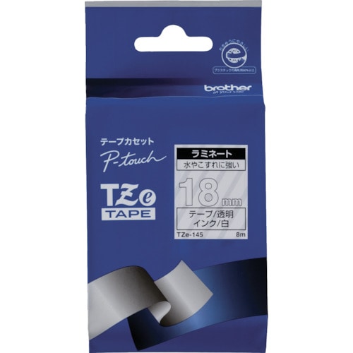 トラスコ中山 ブラザー Tzeテープ 白文字/透明地/18mm（ご注文単位1個）【直送品】