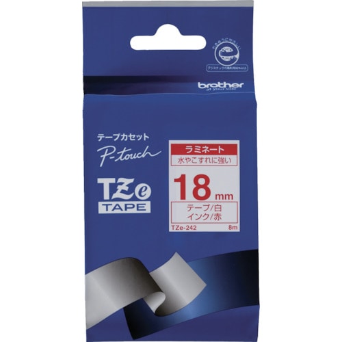 トラスコ中山 ブラザー Tzeテープ 赤文字/白地/18mm（ご注文単位1個）【直送品】