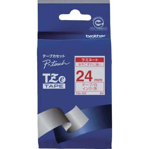 トラスコ中山 ブラザー Tzeテープ 赤文字/白地/24mm（ご注文単位1個）【直送品】