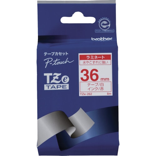 トラスコ中山 ブラザー Tzeテープ 赤文字/白地/36mm（ご注文単位1個）【直送品】