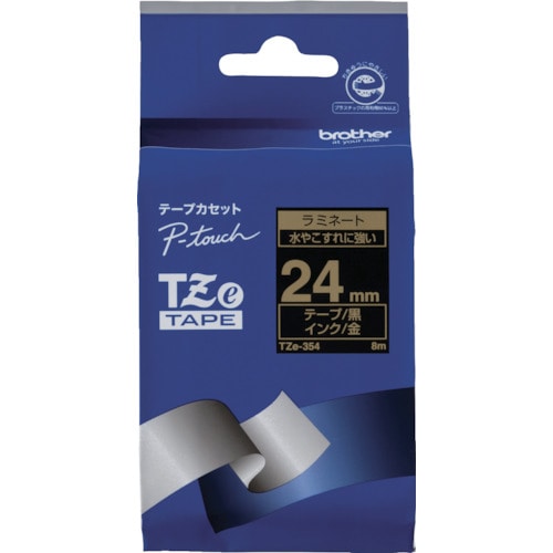 トラスコ中山 ブラザー Tzeテープ 金文字/黒地/24mm（ご注文単位1個）【直送品】