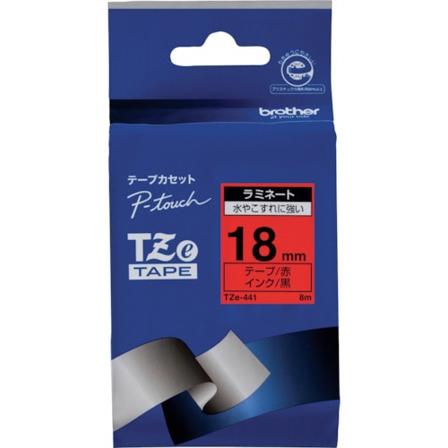 トラスコ中山 ブラザー Tzeテープ 黒文字/赤地/18mm（ご注文単位1個）【直送品】