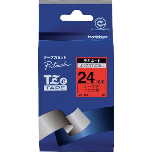 トラスコ中山 ブラザー Tzeテープ 黒文字/赤地/24mm（ご注文単位1個）【直送品】