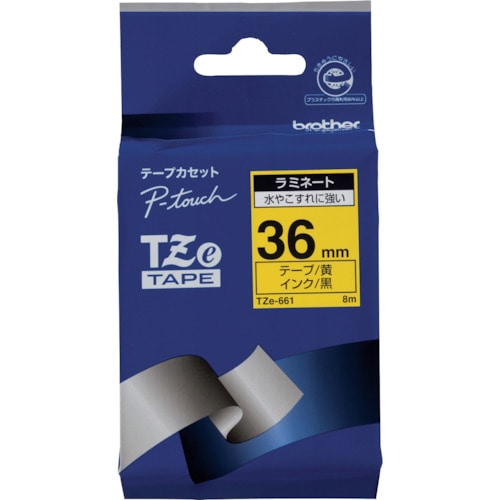 トラスコ中山 ブラザー Tzeテープ 黒文字/黄地/36mm（ご注文単位1個）【直送品】