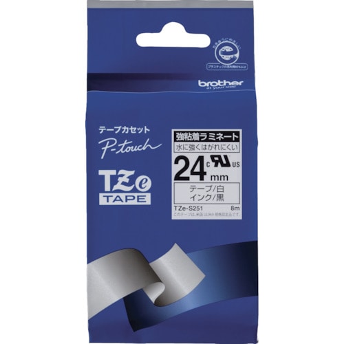 トラスコ中山 ブラザー Tzeテープ 強粘着 黒文字/白地/24mm（ご注文単位1個）【直送品】