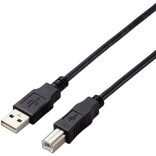 トラスコ中山 エレコム USB2.0ケーブル A－Bタイプ 仕様固定 2m ブラック 441-2394  (ご注文単位1本) 【直送品】