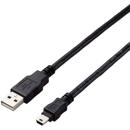 トラスコ中山 エレコム USB2.0ケーブル A－miniBタイプ 仕様固定 5m ブラック 441-3986  (ご注文単位1本) 【直送品】