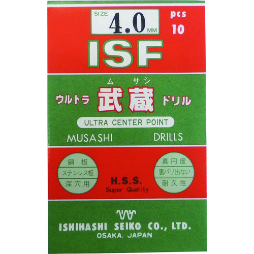 トラスコ中山 ISF ウルトラムサシドリル 4.0mm（ご注文単位 10本）【直送品】