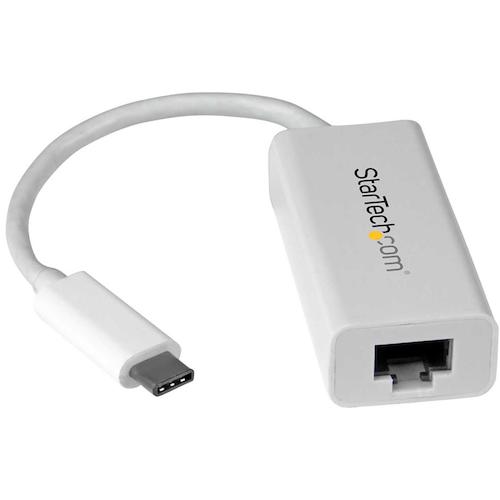 トラスコ中山 スターテック LANアダプター／USB－C／1x RJ45／10／100／1000 Mbps／ホワイト 492-8235  (ご注文単位1袋) 【直送品】