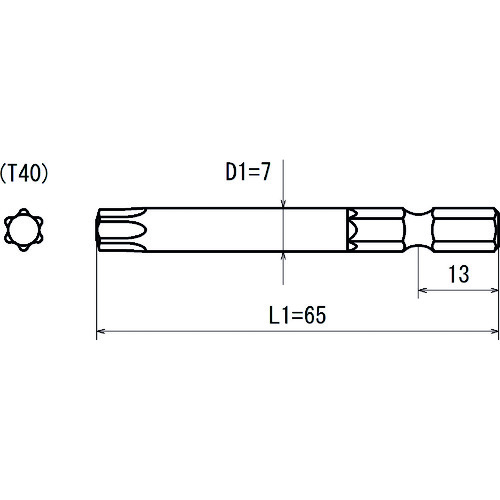 トラスコ中山 近江 六角6.35 溝13差込 へクスウェーブビット T40 全長65（ご注文単位 10本）【直送品】