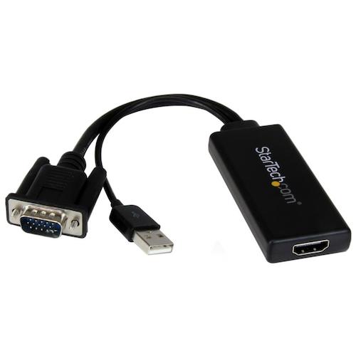 トラスコ中山 スターテック ディスプレイアダプター/VGA - HDMI/1080p/USBパワー/オーディオ（ご注文単位 1袋）【直送品】