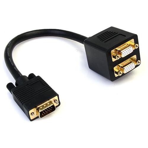 トラスコ中山 スターテック VGAケーブル／VGAスプリッター／30cm／1x VGA － 2x VGA／オス・メス 497-5414  (ご注文単位1袋) 【直送品】