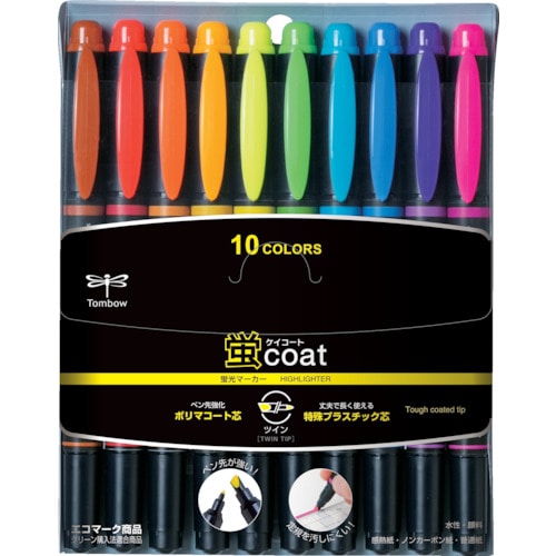 トラスコ中山 Tombow 蛍光マーカー蛍COAT 10C（ご注文単位 1セット）【直送品】