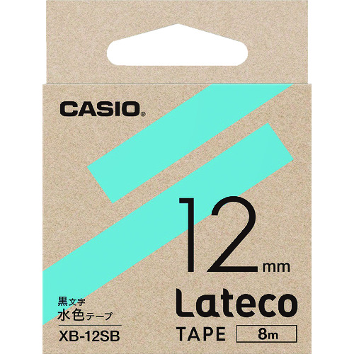 トラスコ中山 カシオ ラテコ(Lateco)専用詰め替えテープ 12mm 水色テープに黒文字（ご注文単位 1個）【直送品】